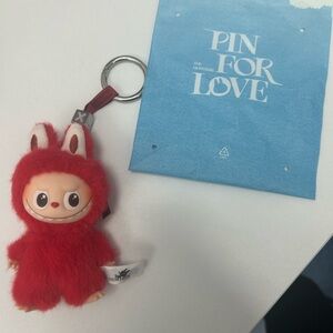 Labubu Red Furry Keychain
